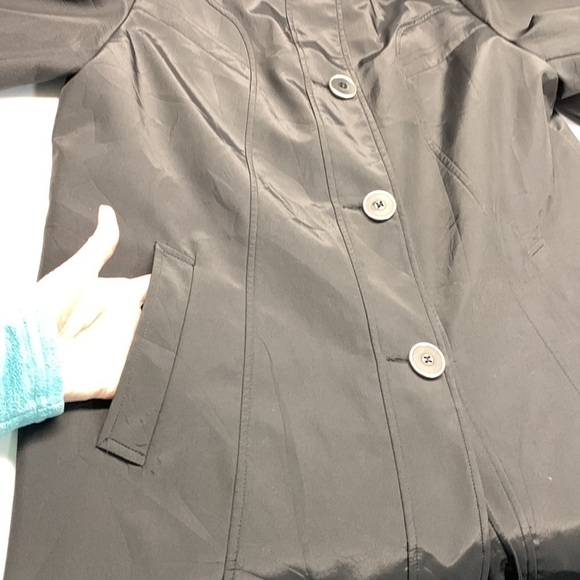 Cleo Petites Trench Coat with Removable Hood Colour Black Size Large - Picture 3 of 13